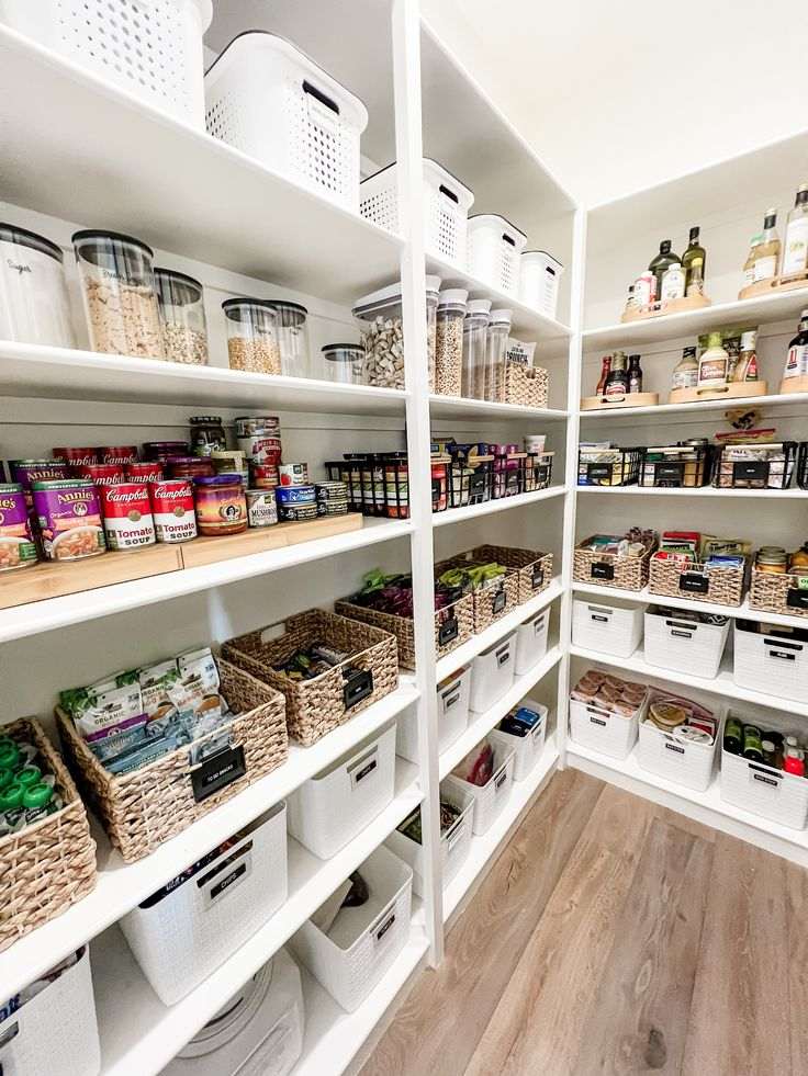 Pantry organization ideas featuring a high-capacity rotating corner carousel with deep bins.