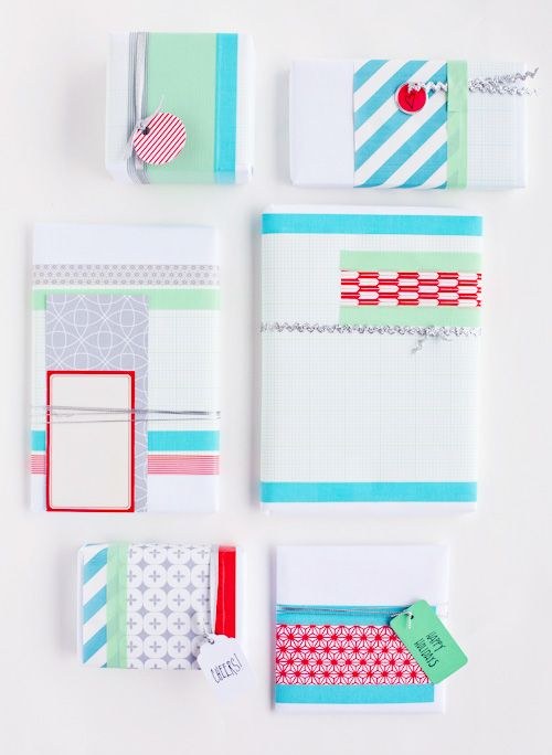 Dining table, pastel gift boxes, linen runner, soft natural light