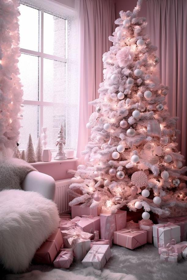 Bathroom vanity with a pink snow globe