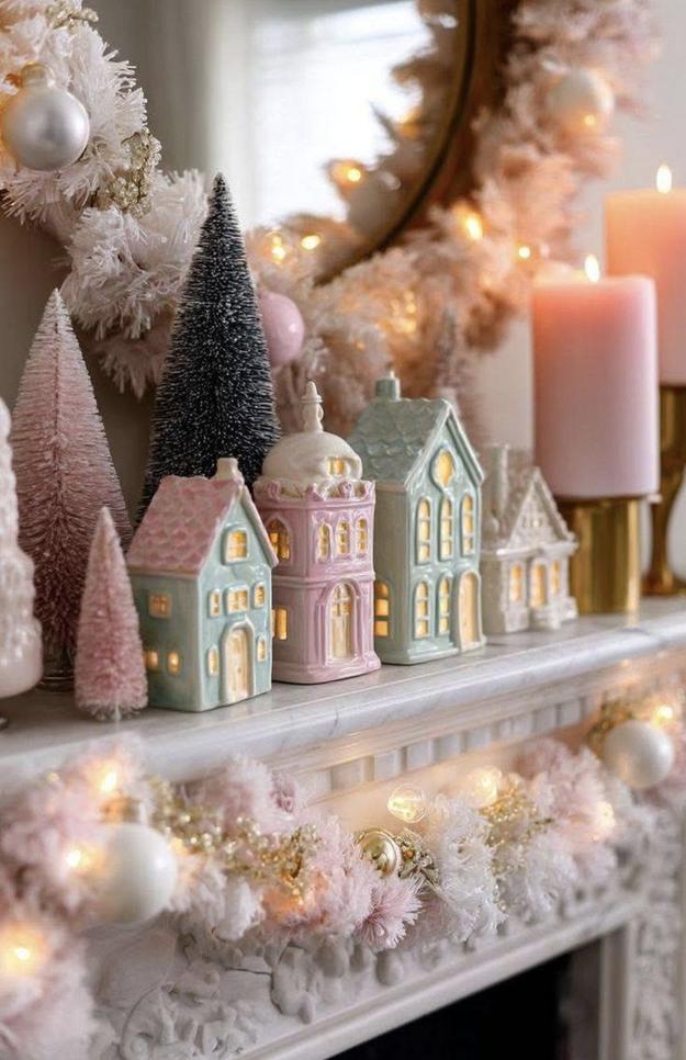 Coffee table with a bowl of pink candy canes