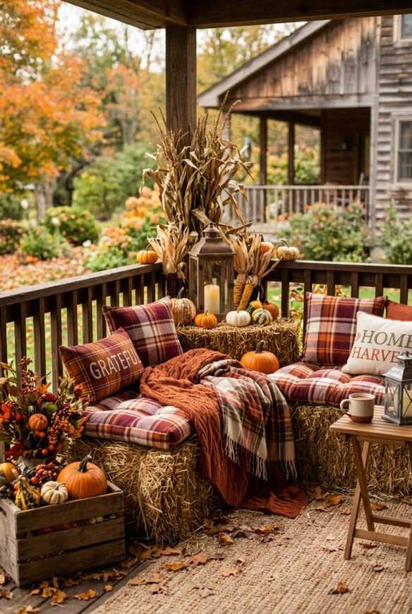 Single‑color pumpkin arrangement, varying sizes, matte finish, sleek wooden platform, soft lighting