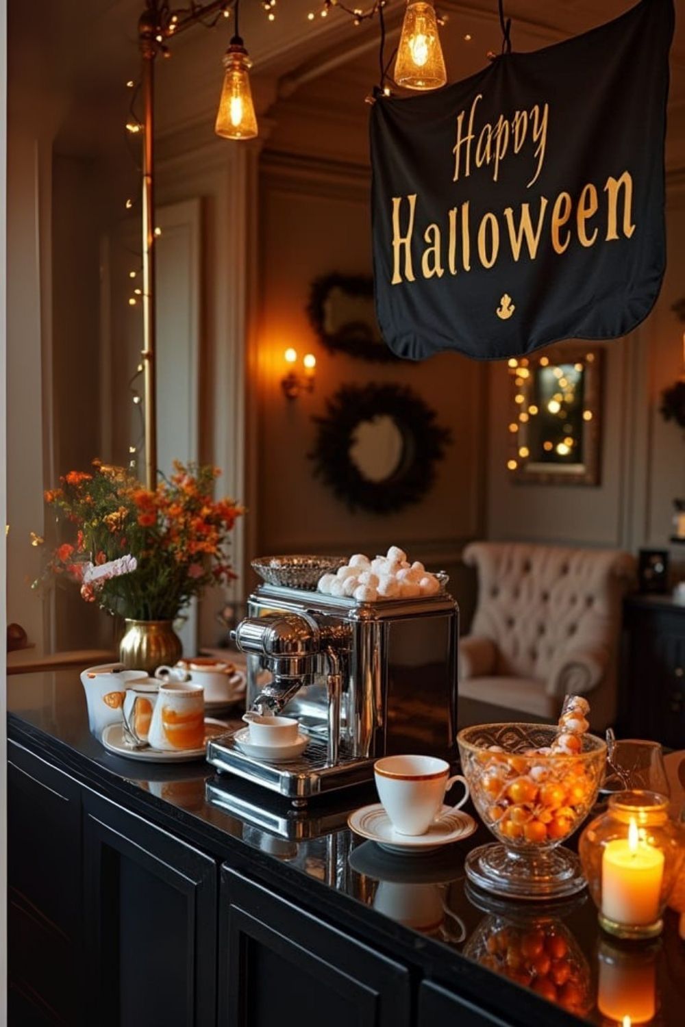 Vintage Chrome Espresso Halloween Cafe