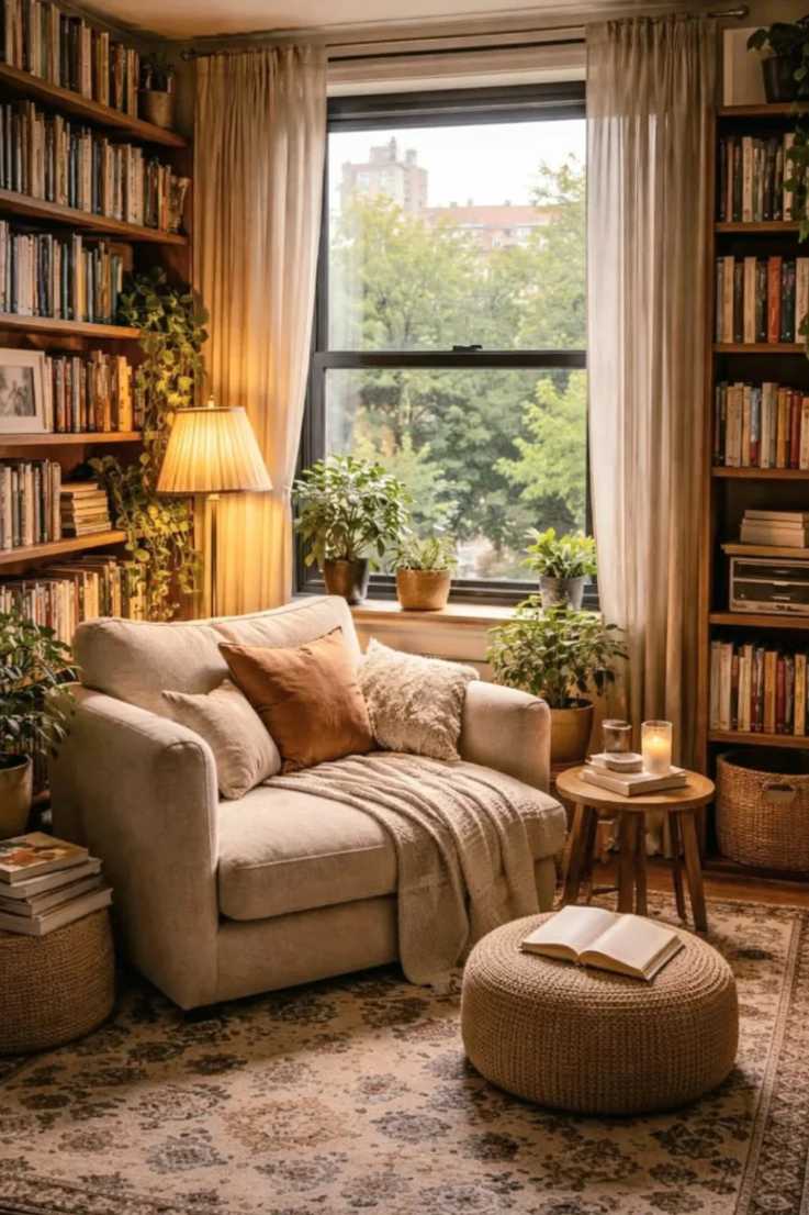 Oversized armchair, floor‑to‑ce