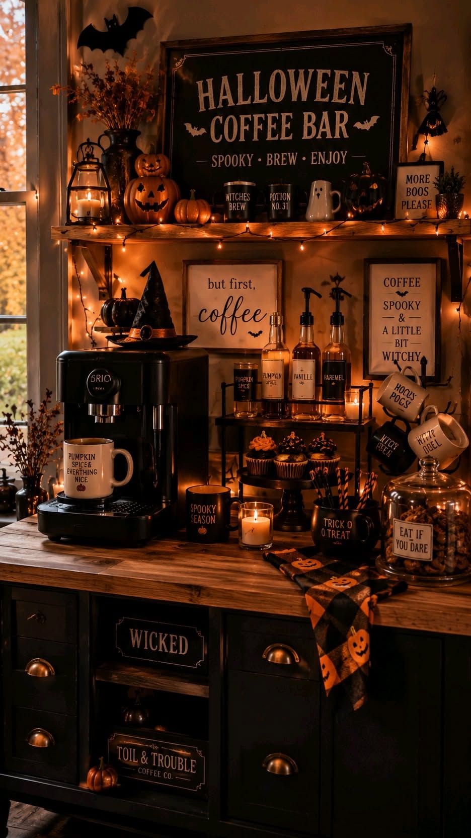 Gothic Black Witchy Apothecary Brew Bar
