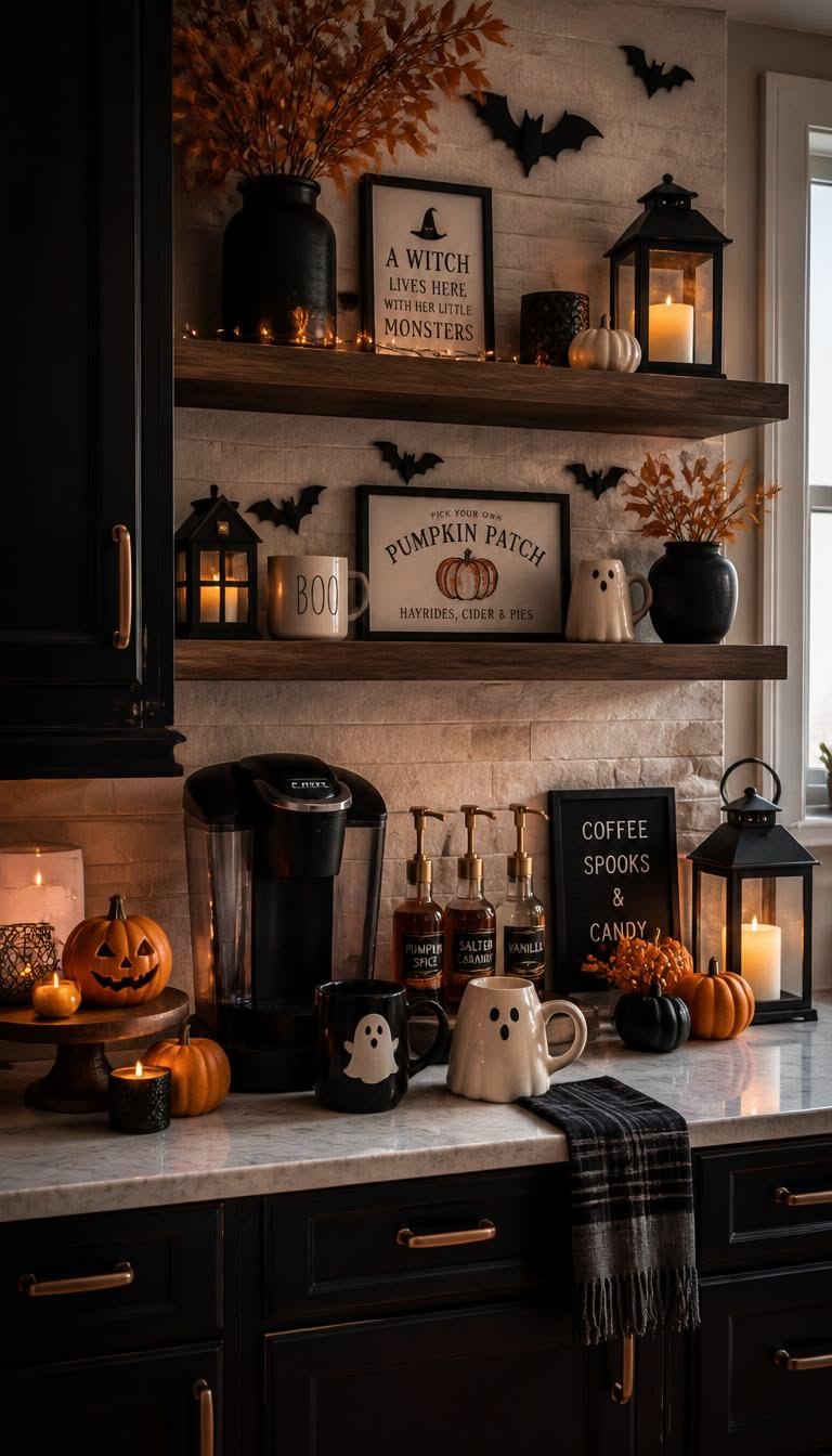 Floating Dark Oak Witchy Mug Shelves